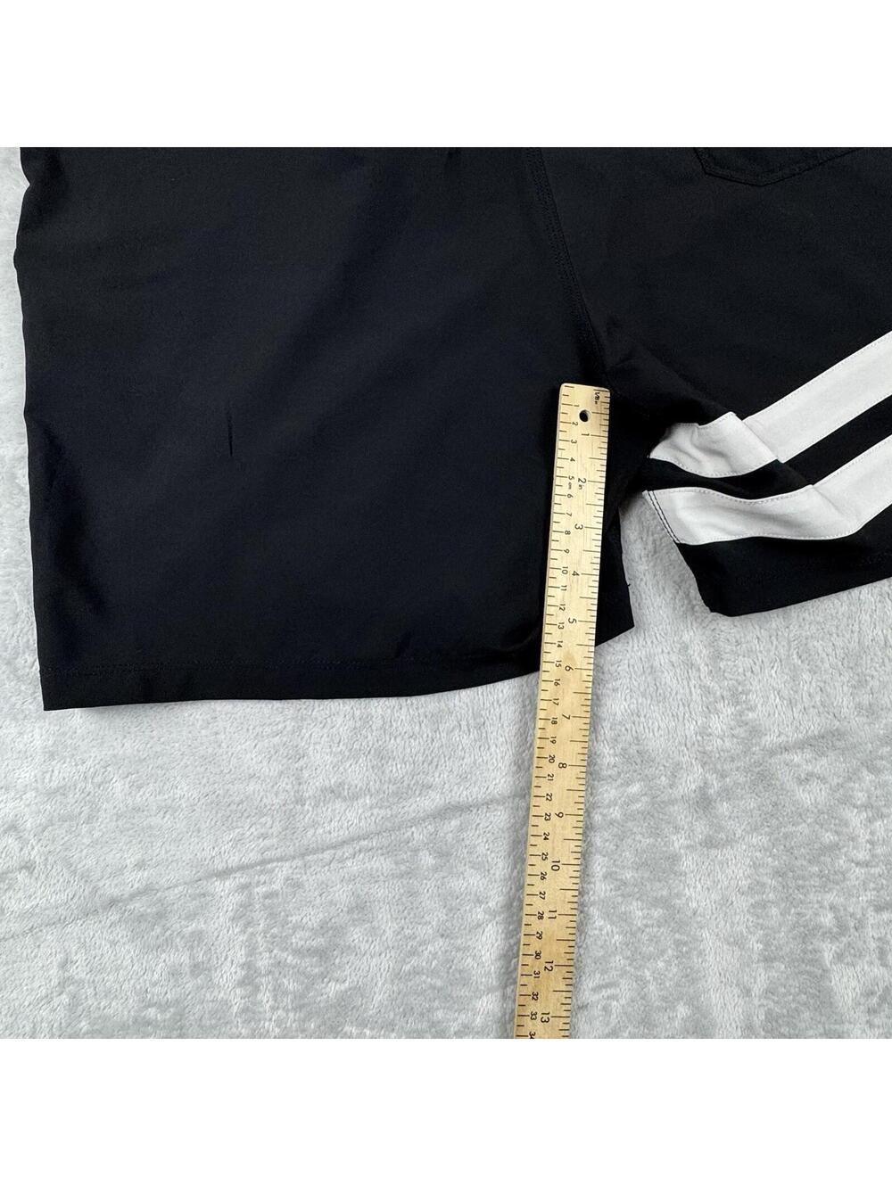 Hurley Phantom Black Board Shorts White Stripe Surf Swim Size 38 Unlined Coastal - Picture 5 of 8